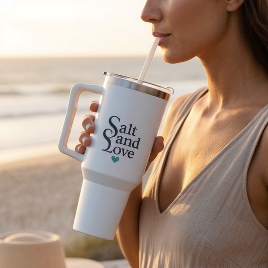 40oz Stainless Steel Insulated Coastal Tumbler – Salt Sand Love Edition
