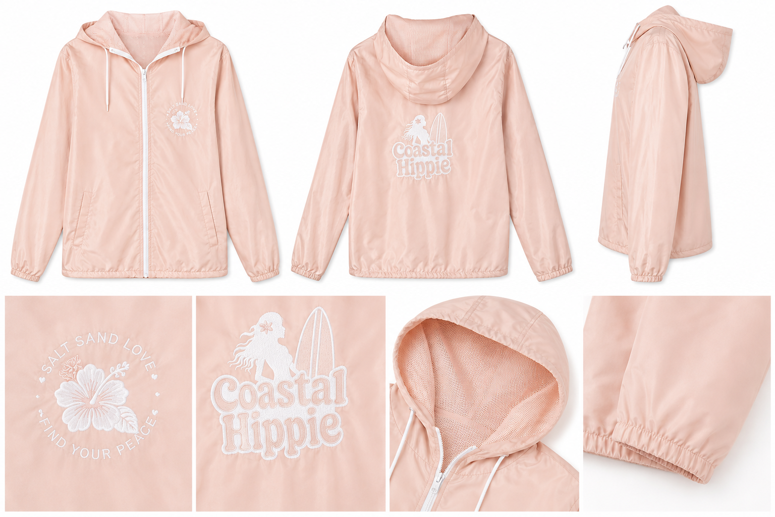Coastal Hippie Embroidered Windbreaker