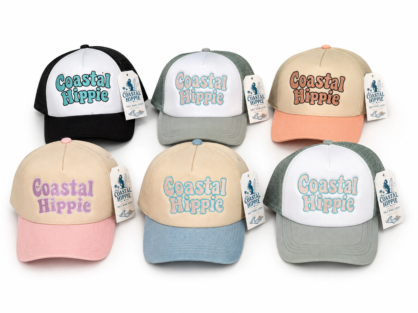 Coastal Hippie Embroidered Trucker Hat