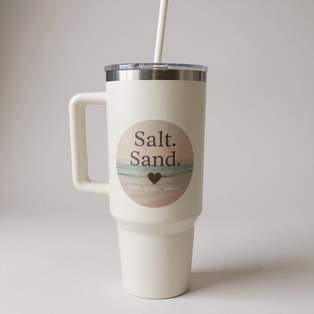 40oz Stainless Steel Insulated Coastal Tumbler – Salt Sand Love Edition
