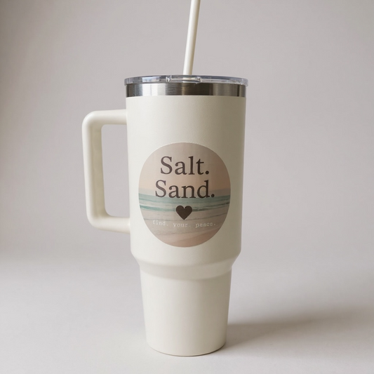 40oz Stainless Steel Insulated Coastal Tumbler – Salt Sand Love Edition